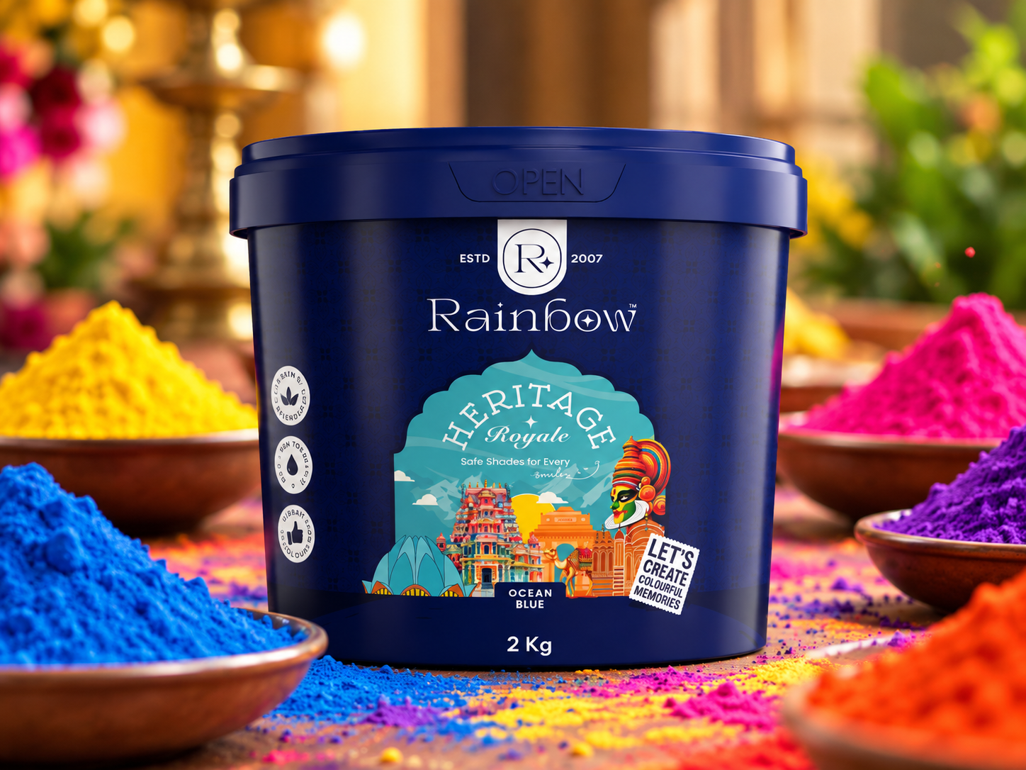 Rainbow Colours premium Rangoli colour craftsmanship