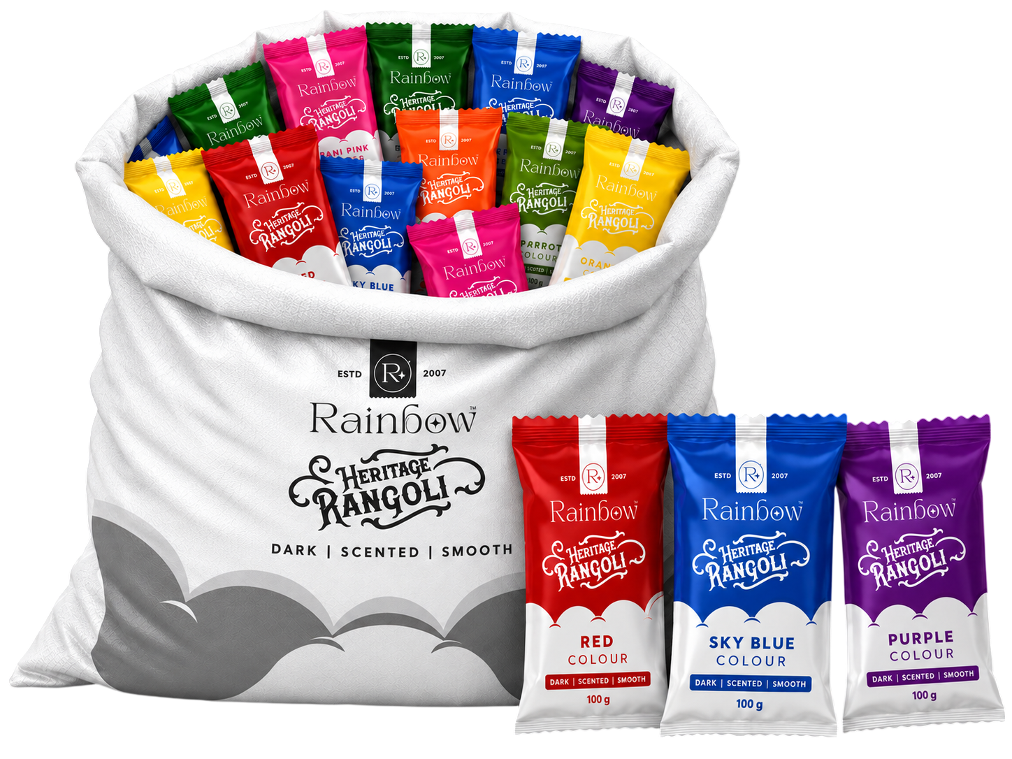 Rainbow Rangoli Colour Pouch 100 GM