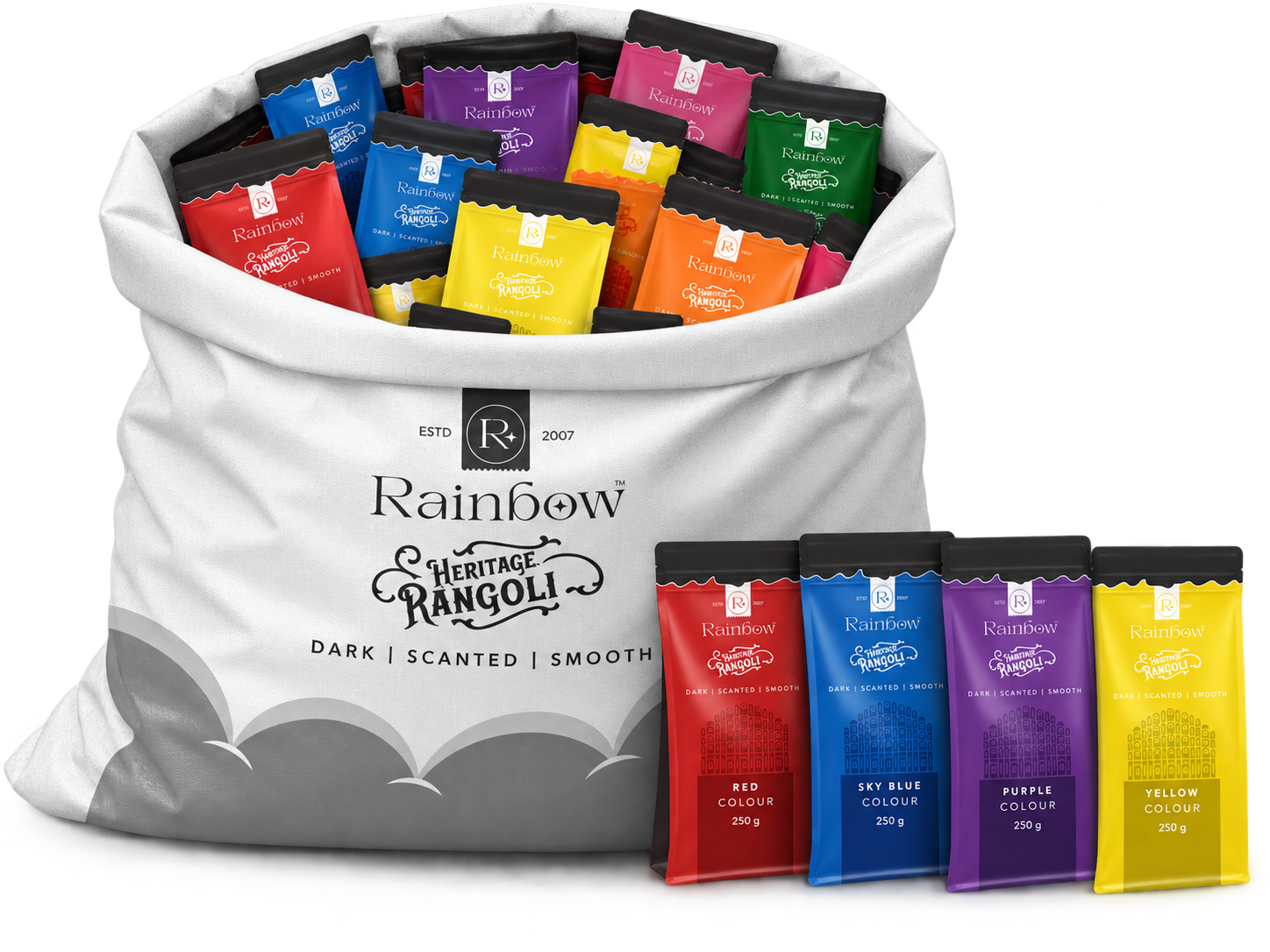Rainbow Rangoli Colour Pouch 250 GM