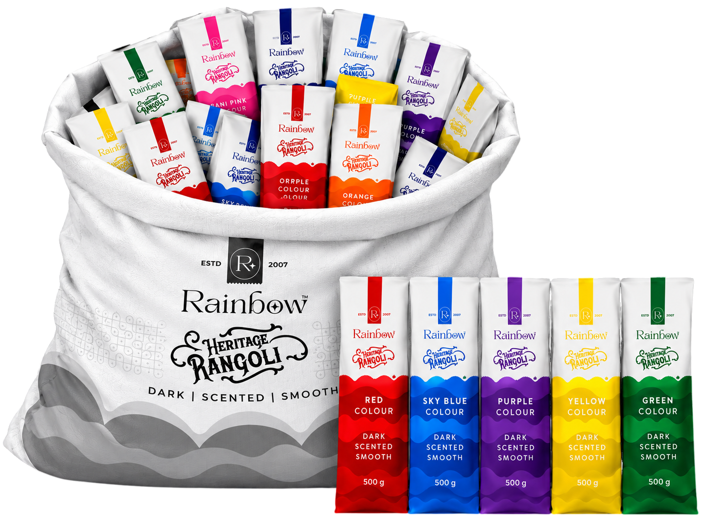 Rainbow Rangoli Colour Pouch 500 GM