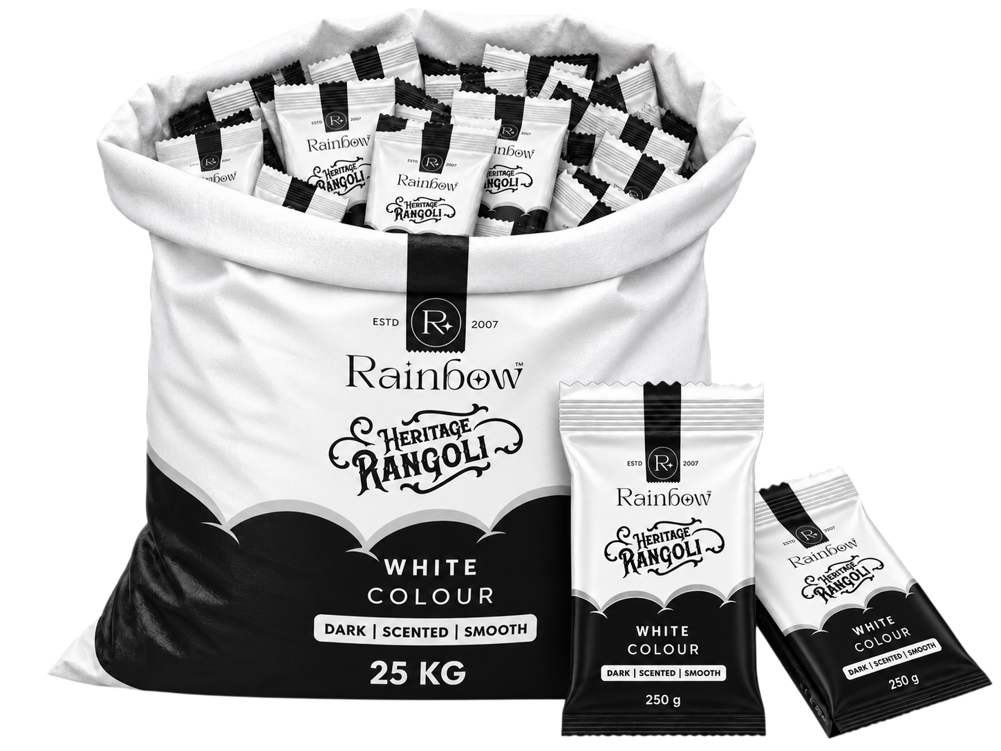 White Rangoli Colour 100 GM Pouch