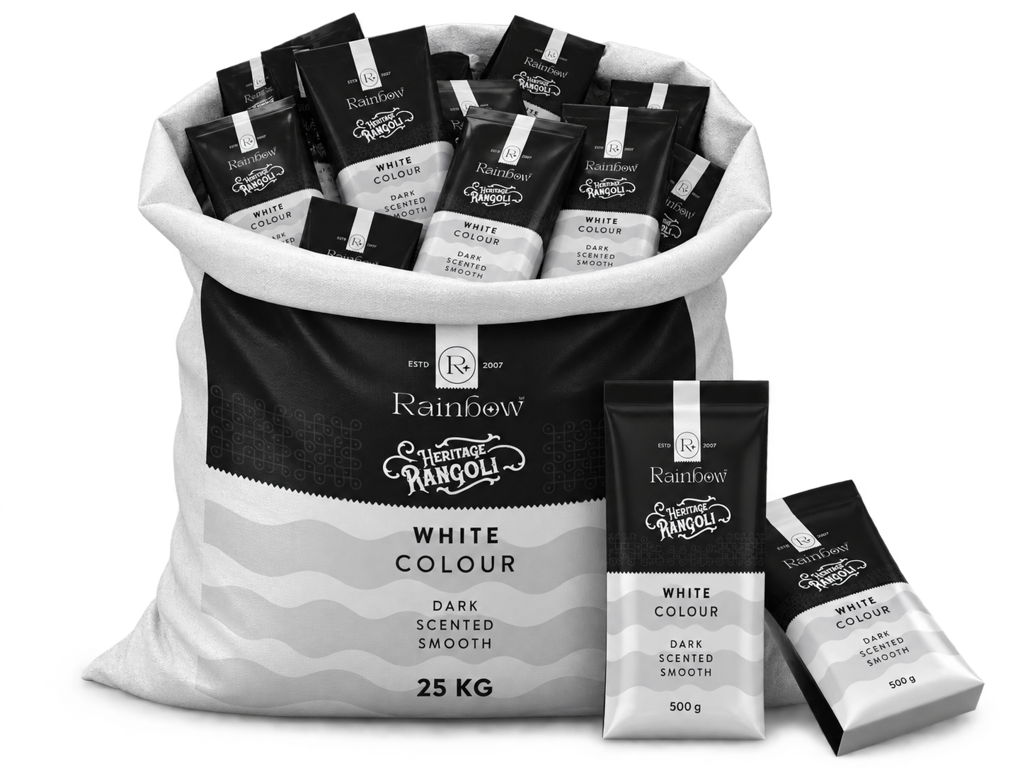 White Rangoli Colour 500 GM Pouch
